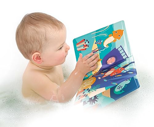 Ludi - Libro de Despertar de plástico para Jugar a la Hora del baño, 5 títeres de Dedos, Tema de Fondo Marino, fácil de Limpiar, desarrolla el lenguaje, a Partir de 10 Meses