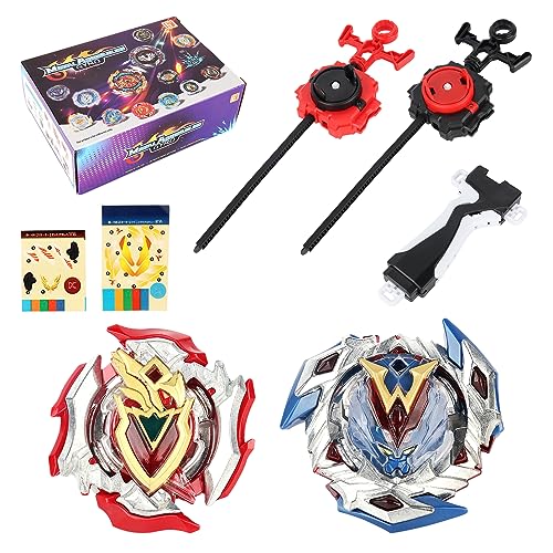 LUFEIS Beyblade Burst 2 Piezas Beyblade Burst Turbo, Bley Peonzas de Batalla, Peonzas Burst Batalla con Lanzador, Bey Bay Blade Turbo Metal Fusion para Niños Navidad Cumpleaños Regalo de Año Nuevo