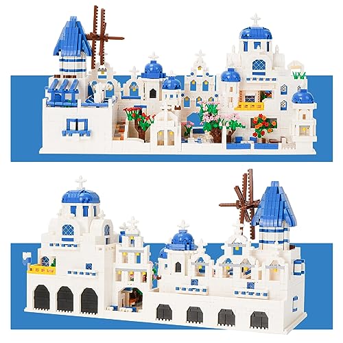 LULUFUN Juego de Bloques de construcción, Arquitectura, Mar Egeo, Santorini, Mini Kit de construcción para Adultos, Juguetes para cumpleaños, Navidad, Año Nuevo, 4310 Unidades