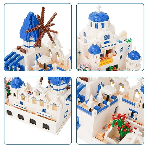 LULUFUN Juego de Bloques de construcción, Arquitectura, Mar Egeo, Santorini, Mini Kit de construcción para Adultos, Juguetes para cumpleaños, Navidad, Año Nuevo, 4310 Unidades