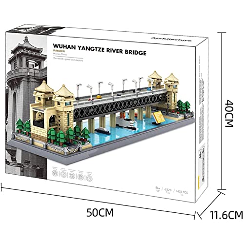 LXBH Juego De Bloques De Construcción Puente del Río Wuhan Yangtze 1452 Piezas Modelo De Arquitectura De Referencia Mundialmente Famosa, Bloques De Construcción Creativos 3D Juguetes Regalos