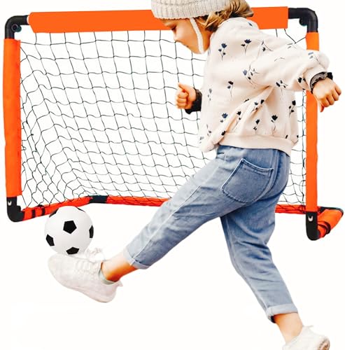 LZHDZQD Portería de fútbol infantil, portería de fútbol para jardín infantil, plegable, para interior, exterior, jardín, Navidad, portería de fútbol, juguete (90 x 60 cm, color naranja)