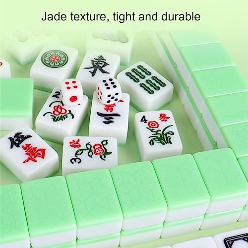 Mahjong 144 Azulejos Numerados Melamina Tradicional Chino Majiang Con 2 Dados, Tapete, Caja De Transporte Juegos De Mesa Juegos De Azulejos Juegos Completos De Ma Jong for Viajes Fiesta Juego Familiar