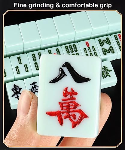 Mahjong 144 Azulejos Numerados Melamina Tradicional Chino Majiang Con 2 Dados, Tapete, Caja De Transporte Juegos De Mesa Juegos De Azulejos Juegos Completos De Ma Jong for Viajes Fiesta Juego Familiar