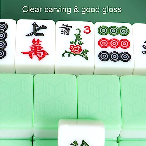 Mahjong 144 Azulejos Numerados Melamina Tradicional Chino Majiang Con 2 Dados, Tapete, Caja De Transporte Juegos De Mesa Juegos De Azulejos Juegos Completos De Ma Jong for Viajes Fiesta Juego Familiar