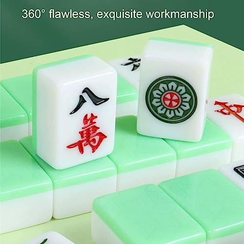 Mahjong 144 Azulejos Numerados Melamina Tradicional Chino Majiang Con 2 Dados, Tapete, Caja De Transporte Juegos De Mesa Juegos De Azulejos Juegos Completos De Ma Jong for Viajes Fiesta Juego Familiar