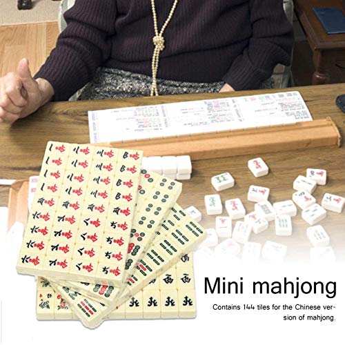 Mahjong portátil, 144 Azulejos Mah-Jong Set, Vintage Mahjong Cuero Carring Caso