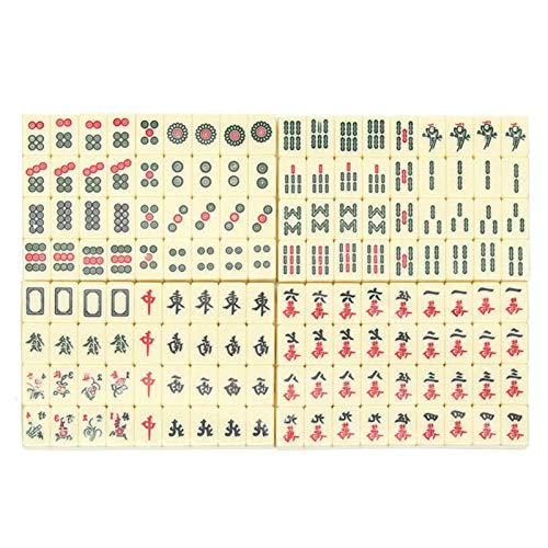 Mahjong portátil, 144 Azulejos Mah-Jong Set, Vintage Mahjong Cuero Carring Caso