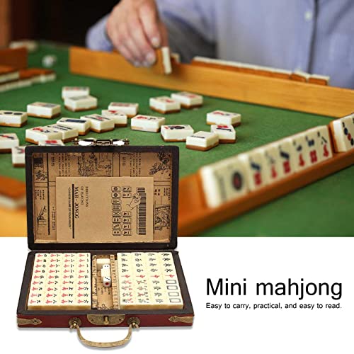 Mahjong portátil, 144 Azulejos Mah-Jong Set, Vintage Mahjong Cuero Carring Caso