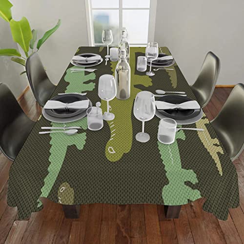 Mantel, Alligator Jungle Wilderness Theme con cocodrilos Savannah A,Estampado,Mantel Impermeable de Poliéster,Mantel Rectangular/Antimanchas/Lavable para Cocina Cena Picnic,Decoración de Mesa137x183cm