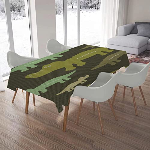 Mantel, Alligator Jungle Wilderness Theme con cocodrilos Savannah A,Estampado,Mantel Impermeable de Poliéster,Mantel Rectangular/Antimanchas/Lavable para Cocina Cena Picnic,Decoración de Mesa137x183cm