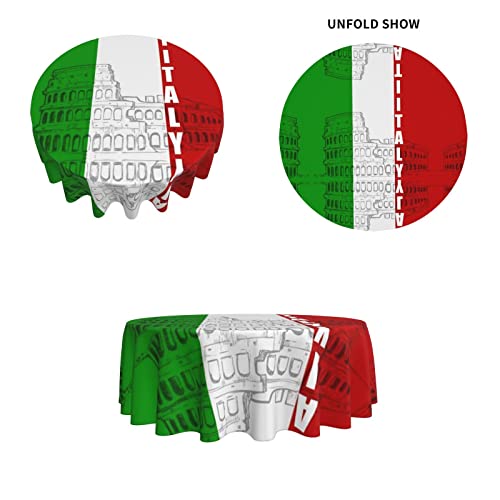 Mantel con estampado de bandera italiana del Coliseo romano, mantel redondo de 60 pulgadas, resistente al agua, a prueba de derrames, lavable, mantel para picnic, fiesta, hogar, cena, decoración