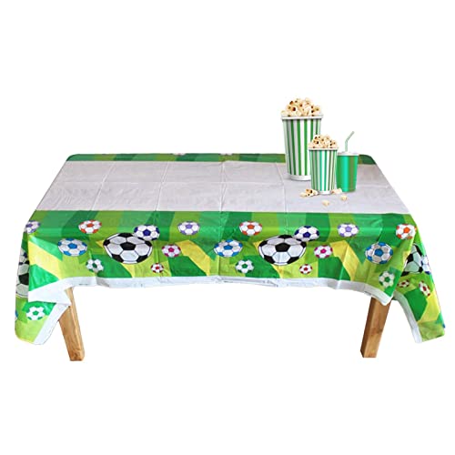 Mantel de Fiesta de cumpleaños con temática Deportiva | Mantel Impermeable con Estampado de Pelota de fútbol Verde Time,2022 World Soccer Match Party Supplies Decoraciones para el hogar, Generic