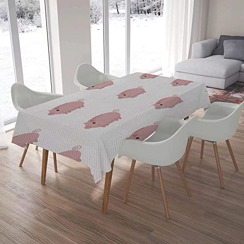 Mantel,Concepto de siluetas continuas de lechones con colas arremol,Estampado,Mantel Impermeable de Poliéster,Mantel Rectangular/Antimanchas/Lavable para Cocina Cena Picnic,Decoración de Mesa137x183cm