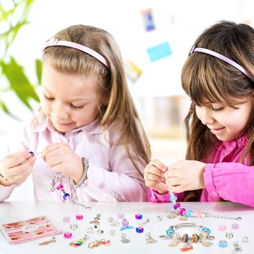 Maomaoyu Kit para Hacer Pulseras Niñas, Regalo para Niña 4 5 6 7 8 9 10 11 12 Años, Kit Manualidades de Juguetes & Juegos para Niñas, Kit Pulseras para Hacer Niña de Regalo Navidad & Cumpleaños