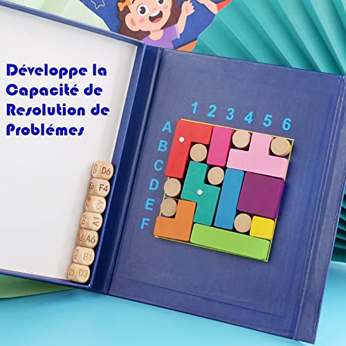 MARAYAN Juegos de Mesa, Smart Games, Rompecabezas, Puzzle Madera, Tetris, Juegos educativos, Juegos Inteligencia, Regalo niño 3 años, Juguetes Montessori, Juego Divertido, Bloques construccion