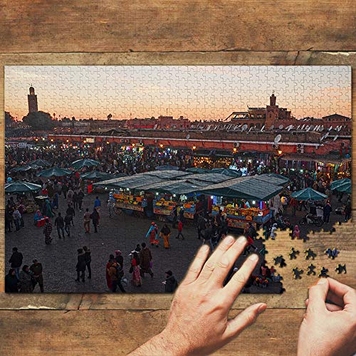 Marruecos Zoco de Marrakech Puzzle 1000 Piezas para Adultos Familia Rompecabezas Recuerdo Turismo Regalo