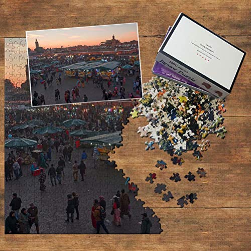 Marruecos Zoco de Marrakech Puzzle 1000 Piezas para Adultos Familia Rompecabezas Recuerdo Turismo Regalo