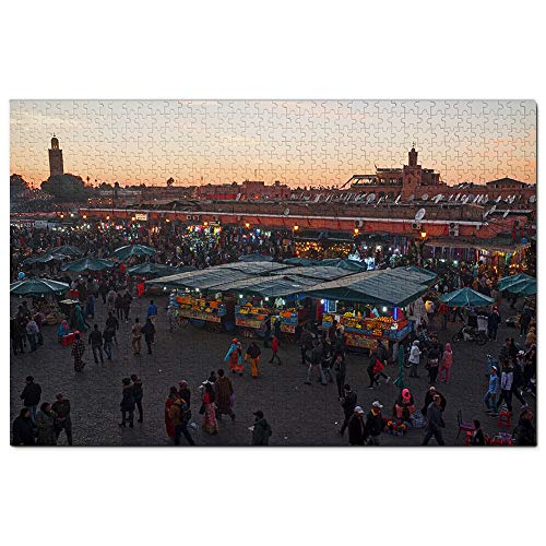 Marruecos Zoco de Marrakech Puzzle 1000 Piezas para Adultos Familia Rompecabezas Recuerdo Turismo Regalo