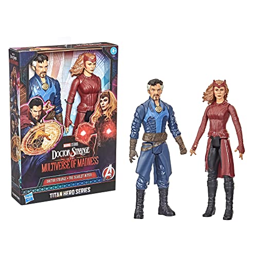 Marvel Avengers Titan Hero Series Doctor Strange in The Multiverse of Madness Toys, Doctor Strange The Scarlet Witch 12-Inch-Scale 2-Pack