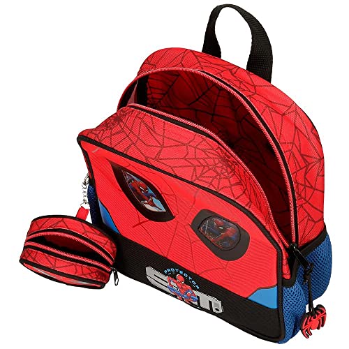 Marvel Spiderman Protector Mochila Guardería Rojo 23x25x10 cms Poliéster 5,75L