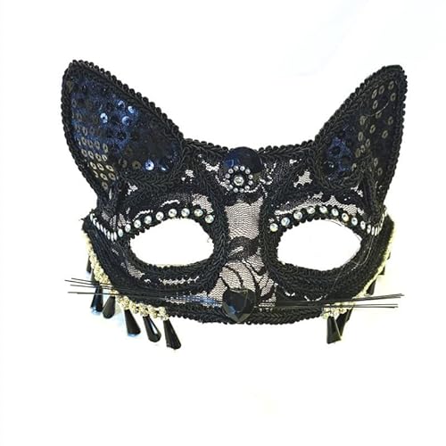 Máscara vintage de cosplay de anime para Halloween, diseño de zorro, gato, lentejuelas, máscaras, carnaval, fiesta de disfraces