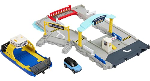 Matchbox Action Drivers Puerto marítimo y ferry Set de juego con pistas para coches de juguete, incluye 1 vehículo, +3 años (Mattel HMH29)