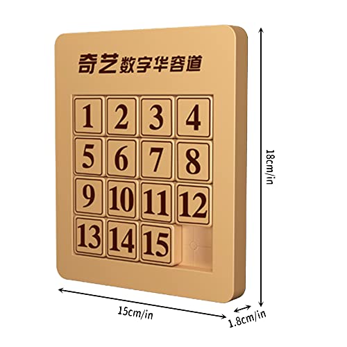 Math Puzzle Juguete de Madera, XiXiRan Juguete Digital Huarong de Madera, Juguetes Número Huarong, Rompecabezas Digital Huarong Road, Juego de Rompecabezas con Número Deslizante (4 x 4)