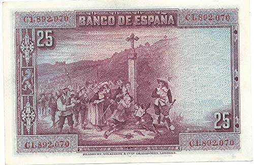 MATIDIA ESPAÑA 1928 Billete Original DE 25 PESETAS CALDERÓN DE LA Barca