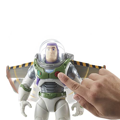 Mattel Disney Pixar Lightyear Buzz con jetpack Figura de acción grande con luces y sonidos, con alas que se despliegan, juguete +4 años