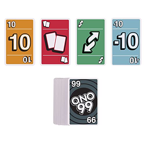 Mattel Games Juego de cartas ONO 99 para un grupo de 2 a 10 jugadores, a partir de 7 años