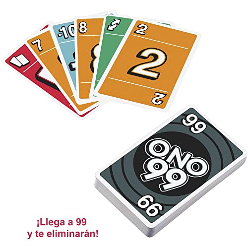 Mattel Games Juego de cartas ONO 99 para un grupo de 2 a 10 jugadores, a partir de 7 años