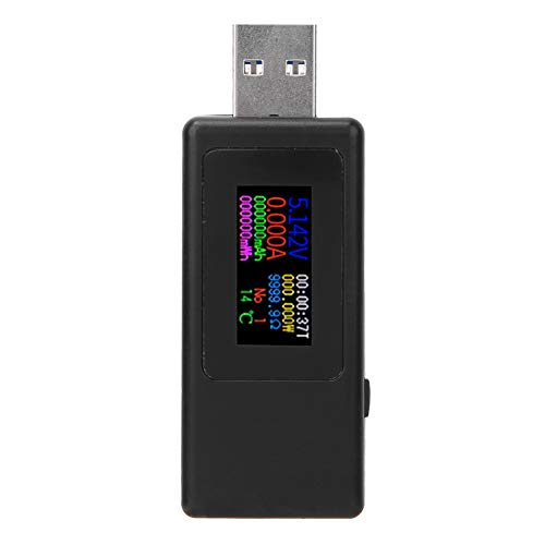 Medidor de tiempo de batería de voltaje de corriente de tamaño pequeño Medidas precisas Probador USB Blanco/Negro con amplio ángulo de visión(black, Pisa Leaning Tower Type)