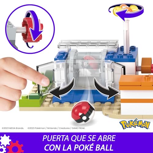 MEGA Construx Pokémon Centro Pokemon en el bosque +600 bloques de construcción con 4 personajes, juguete +8 años (Mattel HNT93)