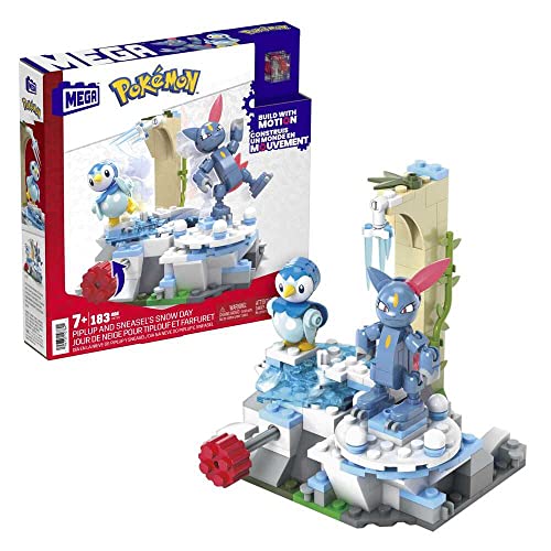 MEGA Construx Pokemon Piplup y Sneasel se relajan, 171 bloques y juego de construcción con movimiento, juguete +7 años (Mattel HKT20)