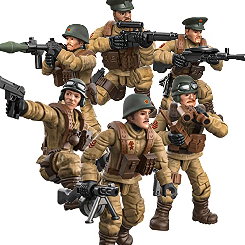 MEIEST 6 minifiguras de acción de la Segunda Guerra Mundial, bloques de construcción del ejército, juguetes con múltiples armas militares, accesorios para fiestas, regalos para invitados (ejército