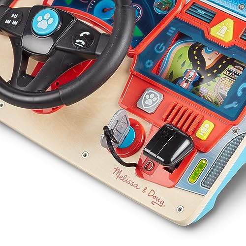 Melissa & Doug Tablero de madera con la Patrulla Canina, Paw Patrol Tablero de mandos interactivo con volante, Juego creativo, Juguetes de madera, Regalo para niños y niñas de 3 4 5 6 7 años