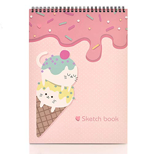 MEMX Cuaderno de Bocetos para Niños, A4 21x29CM 100 Páginas (110 g/m²), Bloc de Dibujo Encuadernado en Espiral, Papel Duradero Sin ácido para Dibujar o Garabatear, Grandes Regalos para Niños, Blanco