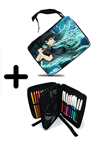 MERCHANDMANIA PACK MOCHILA ROJA Y ESTUCHE Kimetsu no yaiba moichiro tokito pilar niebla school material