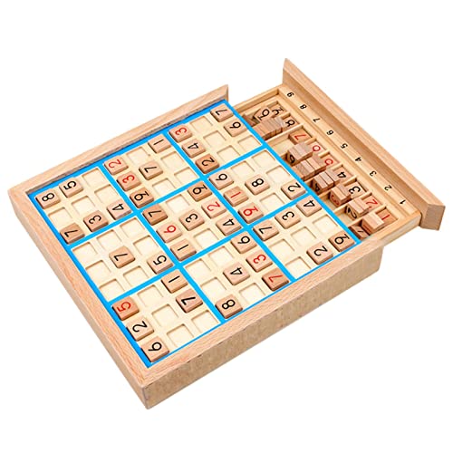 Mesa Sudoku Madera | Juguetes Rompecabezas matemáticas con cajón - Juego Familiar cuadrícula 9x9, Escritorio Math Brain Teaser