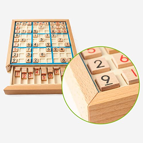 Mesa Sudoku Madera | Juguetes Rompecabezas matemáticas con cajón - Juego Familiar cuadrícula 9x9, Escritorio Math Brain Teaser