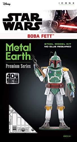 Metal Earth Puzzle 3D Boba Fett. Rompecabezas De Metal De Star Wars. Maquetas Para Construir Para Adultos Nivel Desafiante De 10.41 X 8.13 X 18.29 Cm