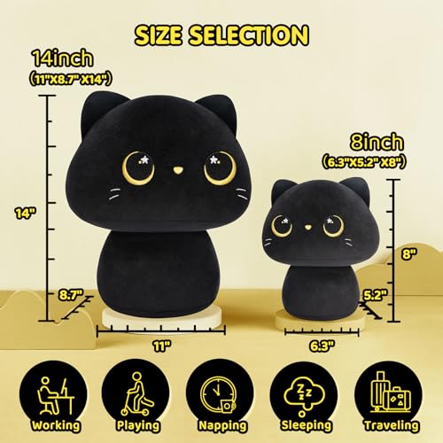 Mewaii 20CM Kawaii Peluche para niños en Forma de Seta Peluche cojín Peluche Regalo más de 3 años (Ojo de Luna Negro)