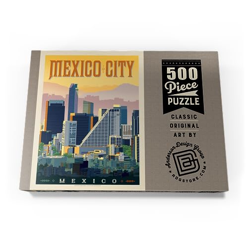 México: Ciudad De México, Cartel Vintage - Premium 500 Piezas Puzzles - Colección Especial MyPuzzle de Anderson Design Group