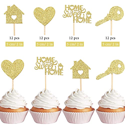 MEZHEN Sweet Home Decoracion Tarta Glitter Pastel Toppers Brillantina Cupcake Toppers Cake Estreno de una Casa Deco