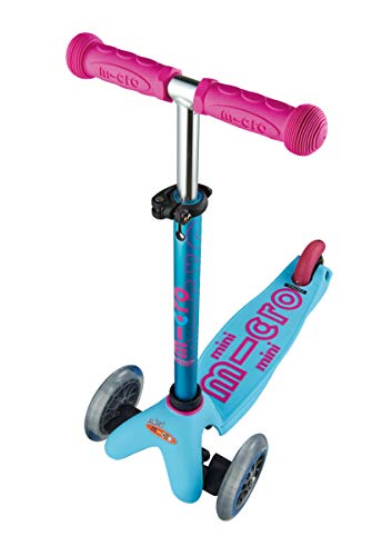 Micro® Mini Deluxe, Original Design, Patinete 3 Ruedas, 2-5 Años, Peso 1,95kg, Carga Máx: 50kg, Altura 48-68cm, Rodamientos ABEC 9, Plataforma Antideslizante. (Turquesa, Talla Única)