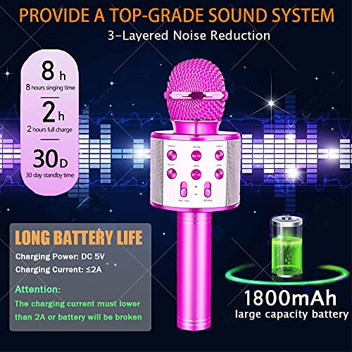 Micrófono Karaoke Bluetooth, Buty Microfono Inalámbrico Karaoke Portátil Niños Altavoces Microfono para Niños Cantar, Función de Eco, Compatible con Android/iOS o Teléfono Inteligente (Púrpura)