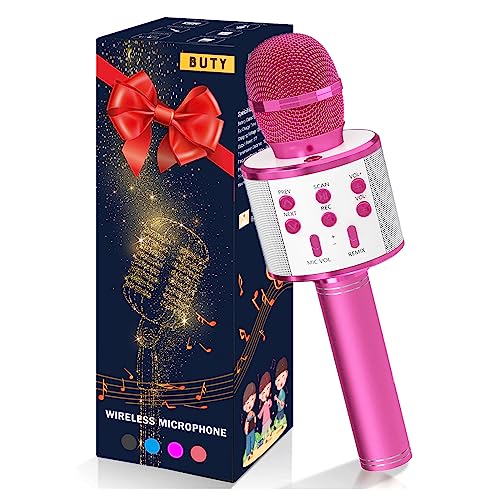 Micrófono Karaoke Bluetooth, Buty Microfono Inalámbrico Karaoke Portátil Niños Altavoces Microfono para Niños Cantar, Función de Eco, Compatible con Android/iOS o Teléfono Inteligente (Púrpura)