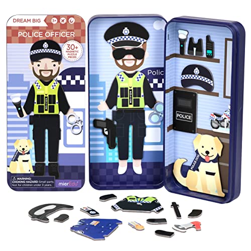 mierEdu – Caja de juego magnético Dress Up – Policía para vestirse I Promueve la motricidad + la imaginación I Ideal para el hogar y como juego de viaje para niños I Juguete magnético para niños I