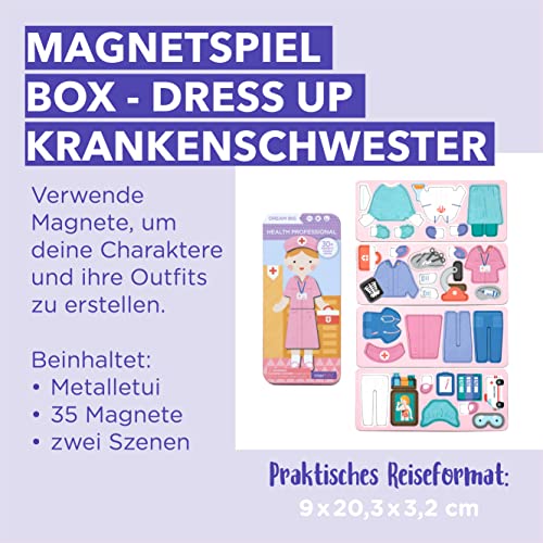 mierEdu – Juego magnético Box Dress Up – enfermera para vestir I Promueve habilidades motoras + fantasía I Ideal para el hogar y como juego de viaje para niños I imán juguetes niños I juguetes a